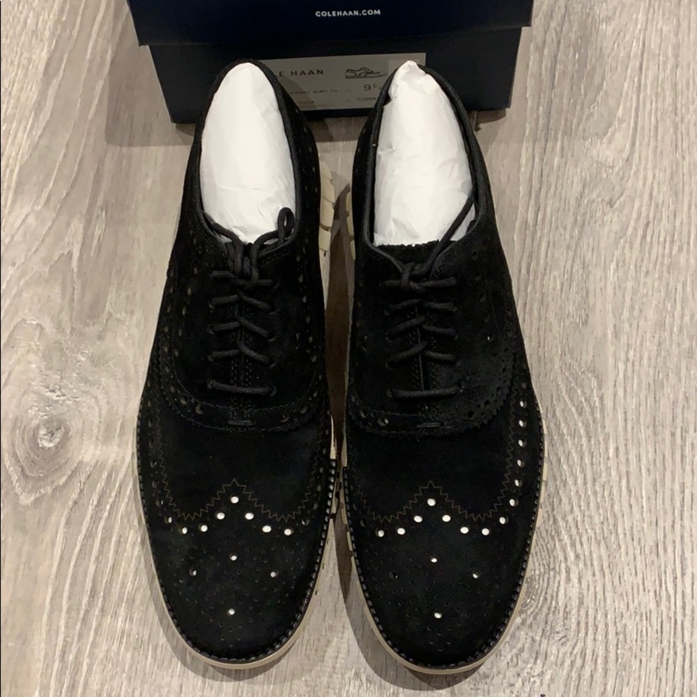 Cole Haan Zerogrand Wing Oxford Black Suede 9.5